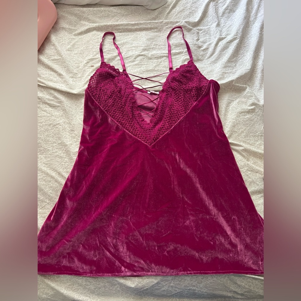 Savage X Fenty Fuchsia Velvet Slip Dress